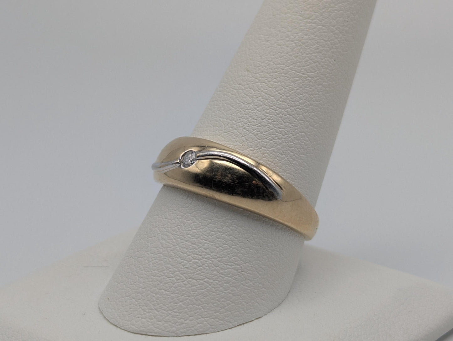 10k Yellow Solid Gold Mens Diamond Dome Style Wedding Band Anniversary Ring Wide