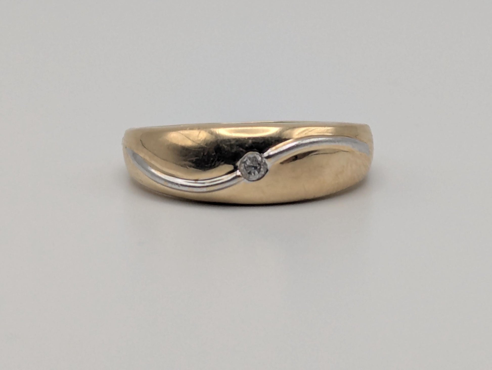 10k Yellow Solid Gold Mens Diamond Dome Style Wedding Band Anniversary Ring Wide