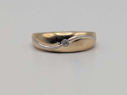 10k Yellow Solid Gold Mens Diamond Dome Style Wedding Band Anniversary Ring Wide