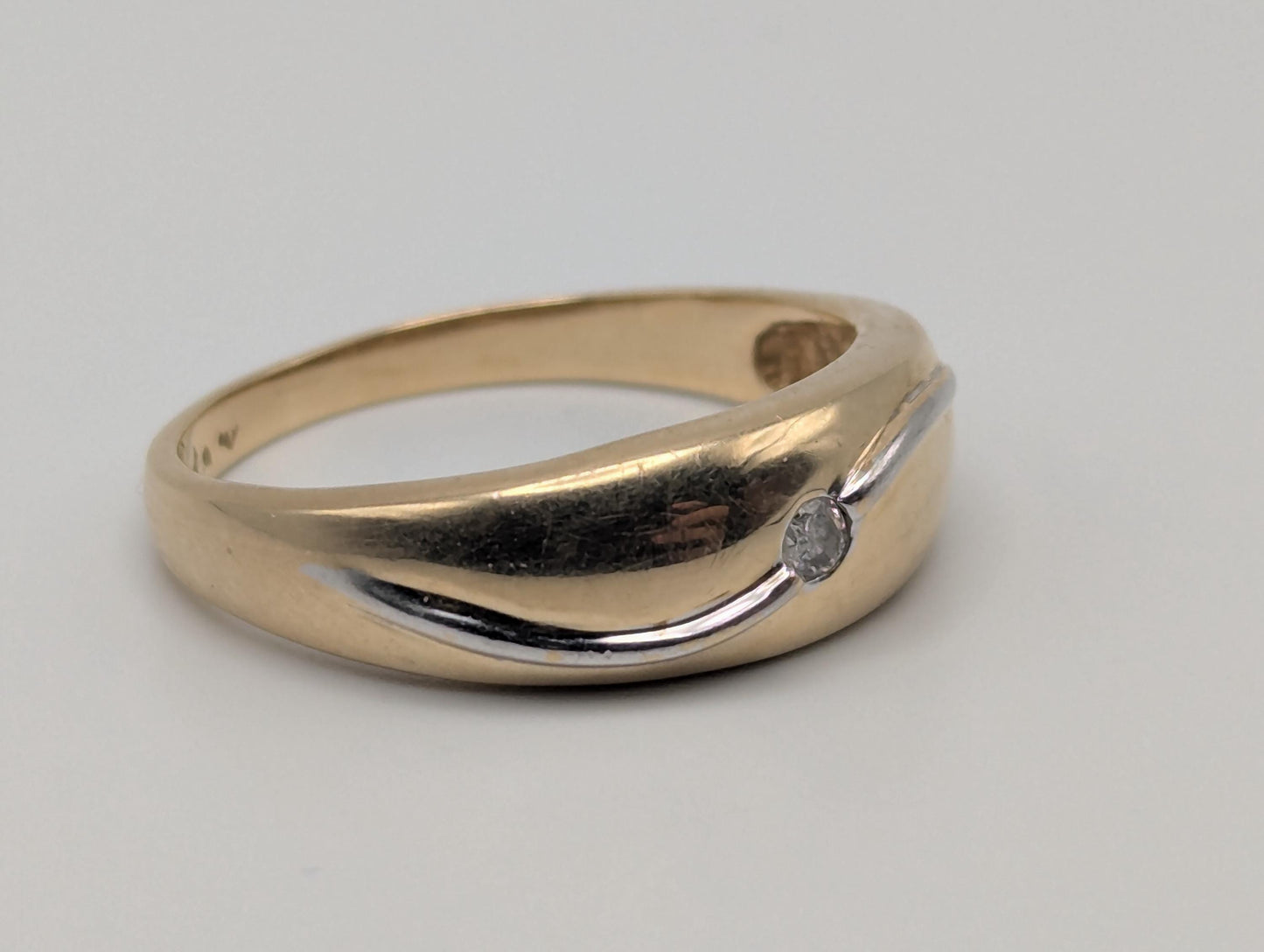 10k Yellow Solid Gold Mens Diamond Dome Style Wedding Band Anniversary Ring Wide