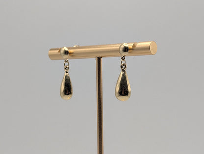 14K Yellow Gold Tear-Drop Earrings. Tear-Drop Dangle Earrings.