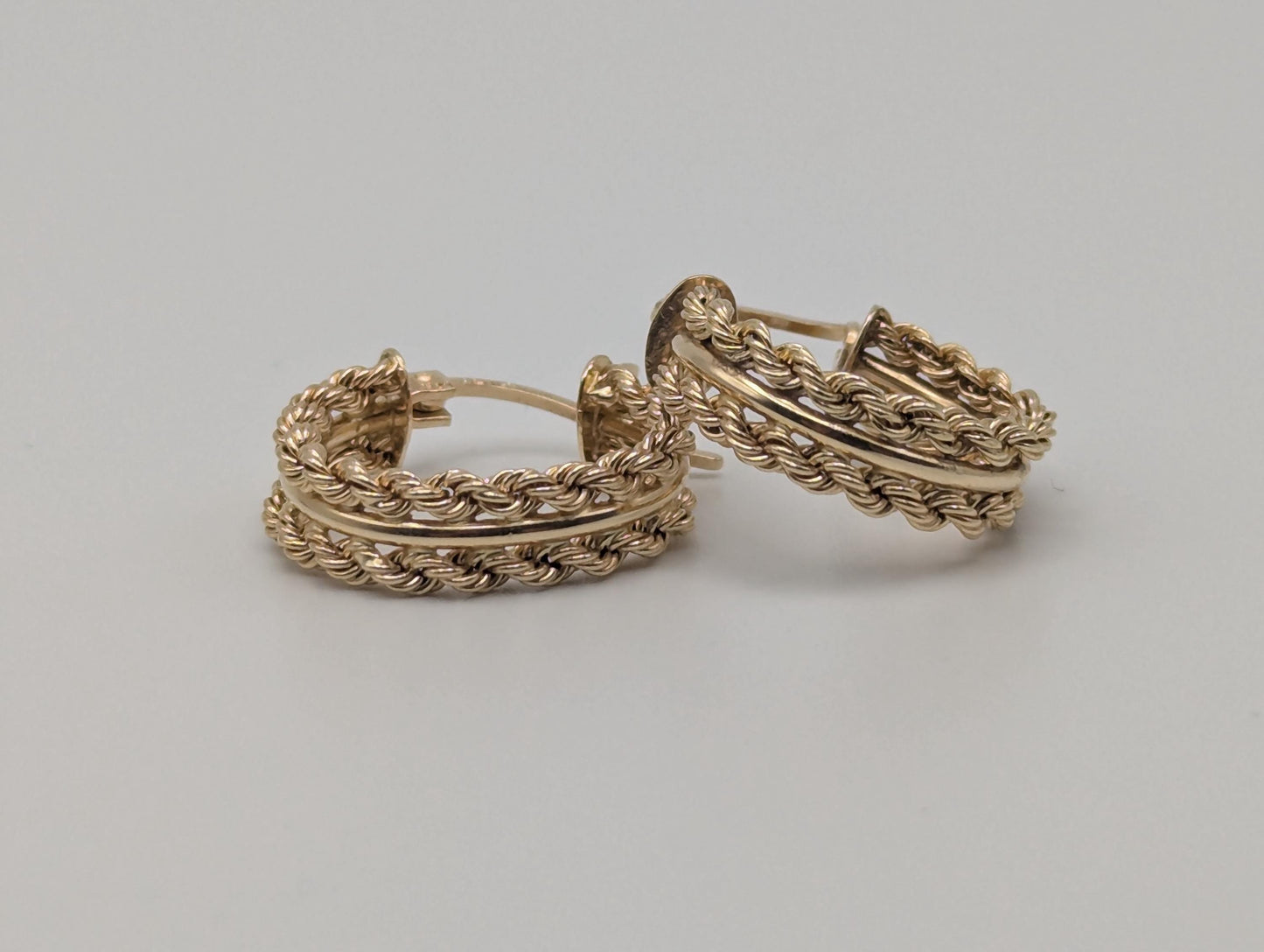 14k Gold Twisted Rope Hoop Earrings. Wire Hoop Earrings Real Solid Yellow Gold Small Hoops