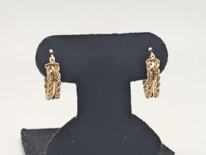 14k Gold Twisted Rope Hoop Earrings. Wire Hoop Earrings Real Solid Yellow Gold Small Hoops