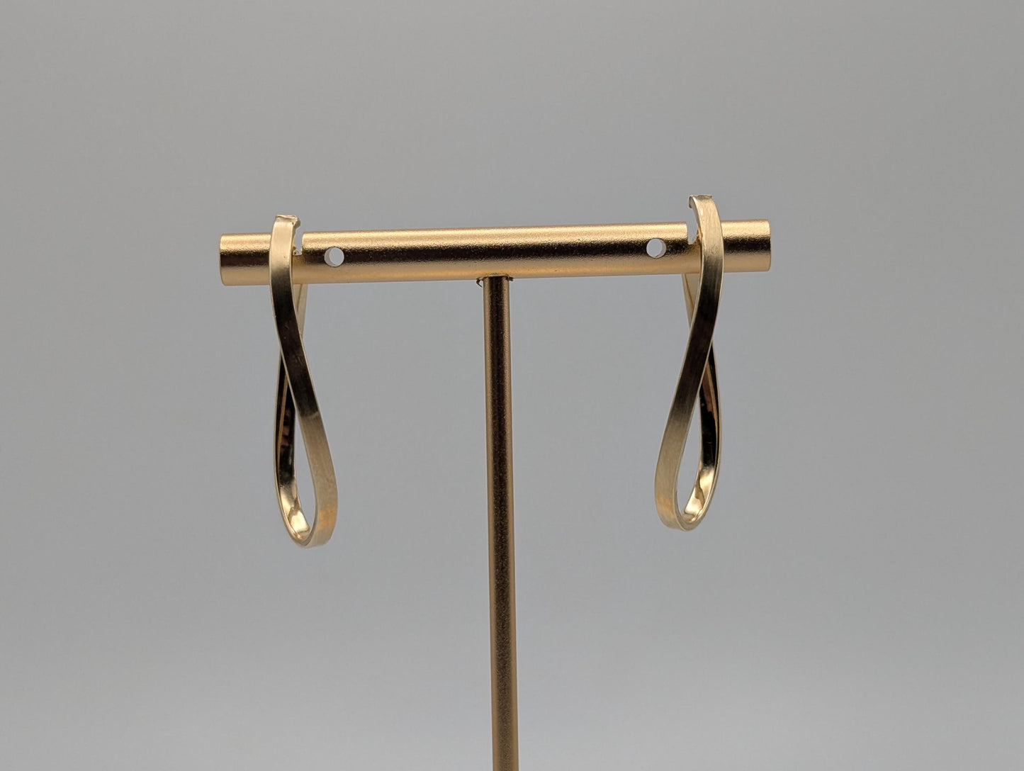 14k JCM Jacmel Twisted Long Hoop Earrings. Minimalist Twisted Hoops