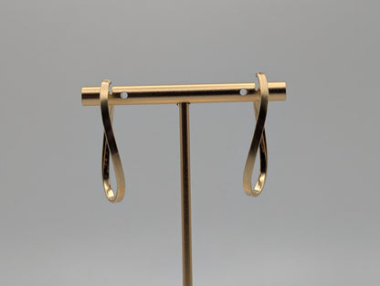 14k JCM Jacmel Twisted Long Hoop Earrings. Minimalist Twisted Hoops