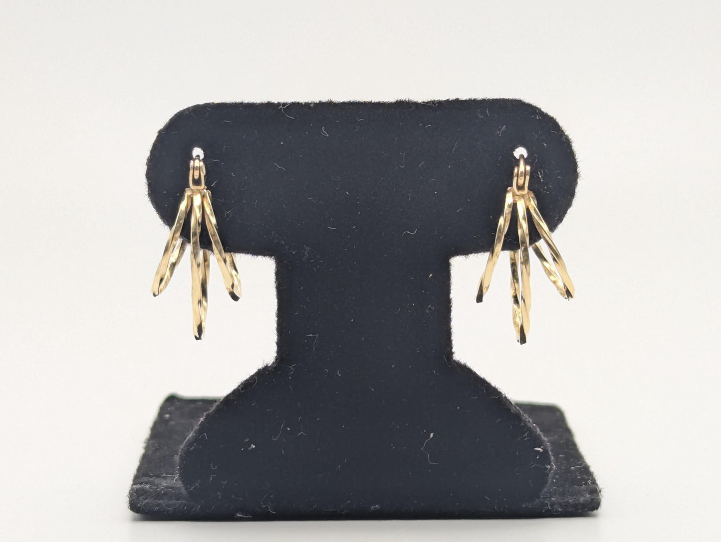 14k Vintage Yellow Gold Triple Hoop Oval Earrings Gold Hoops Hinged