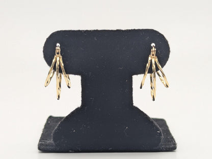 14k Vintage Yellow Gold Triple Hoop Oval Earrings Gold Hoops Hinged