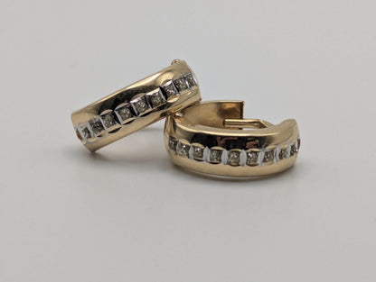 14k Multi-Gold Huggie Style Hoop Earrings Womens Small Huggie Earrings