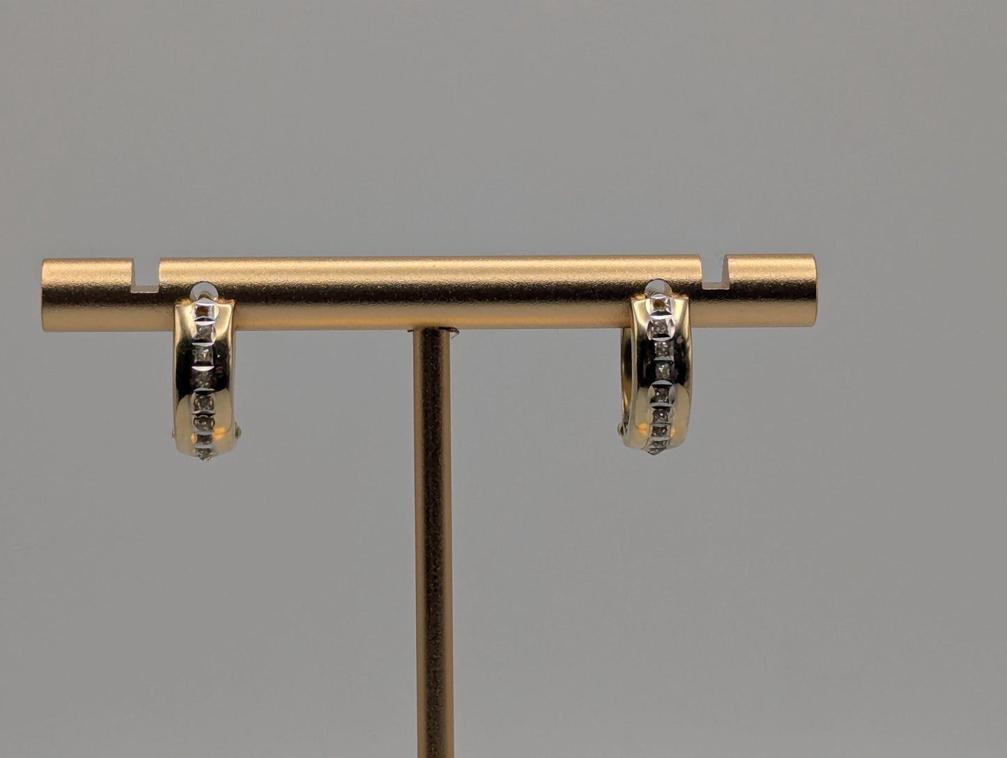 14k Multi-Gold Huggie Style Hoop Earrings Womens Small Huggie Earrings