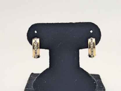 14k Multi-Gold Huggie Style Hoop Earrings Womens Small Huggie Earrings