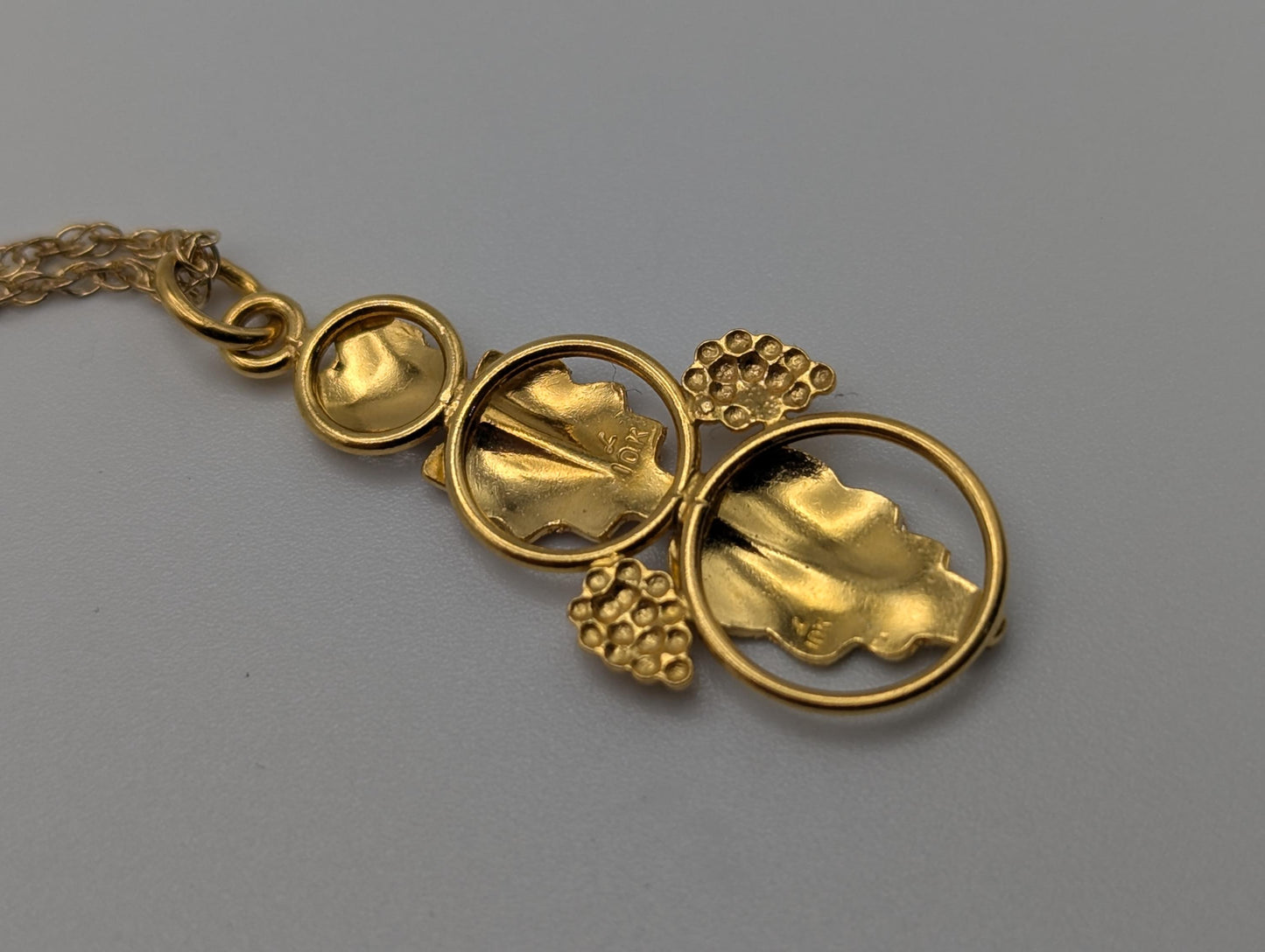 10k 12k Black Hills Gold Vine Leaf Pendant, Chain Necklace