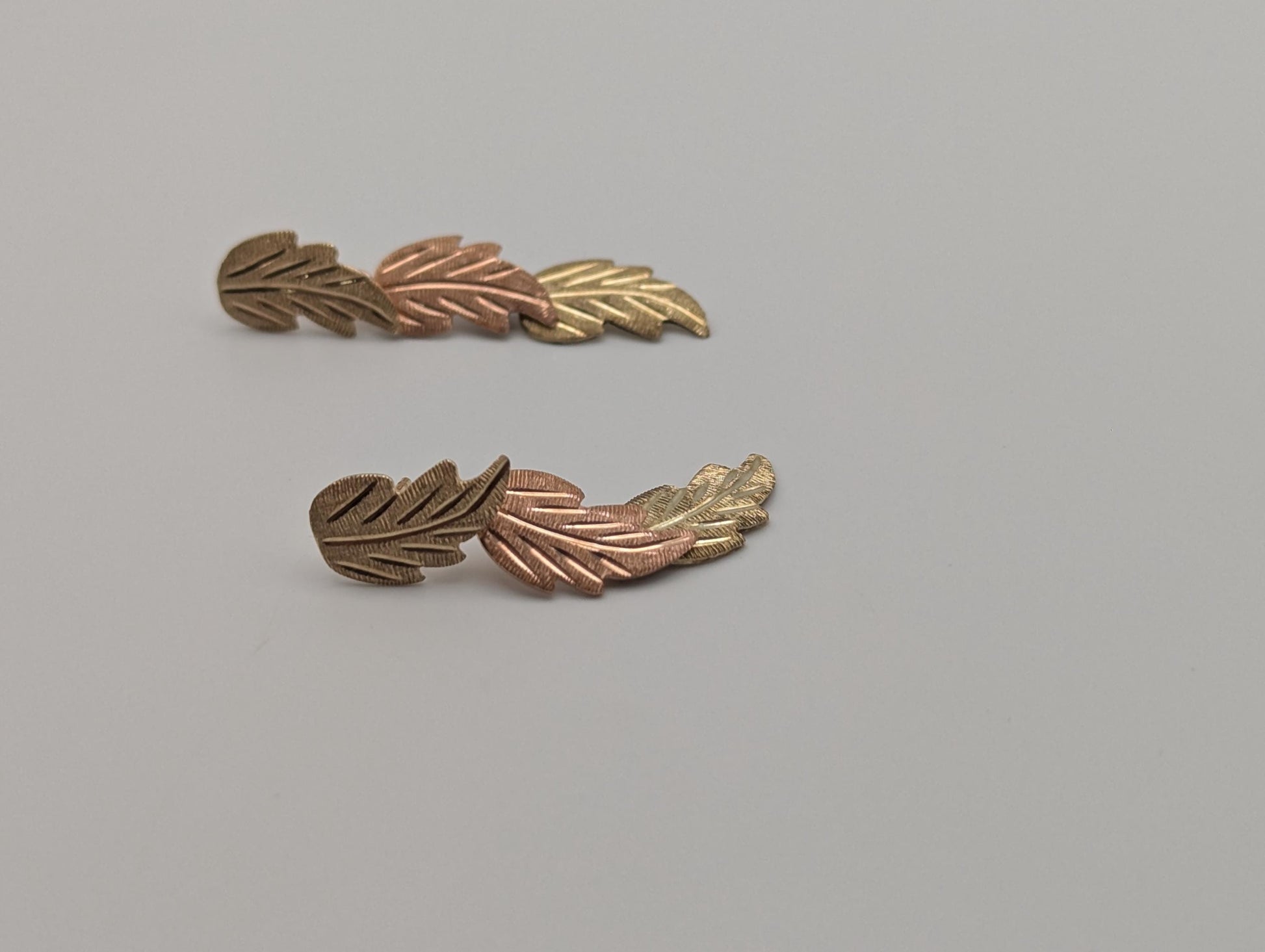 10k Black Hills Gold Traditional Gold Vine Dangle Earrings Rose Gold Black Hills Gold Trio Gold Vine Leaf Earrings