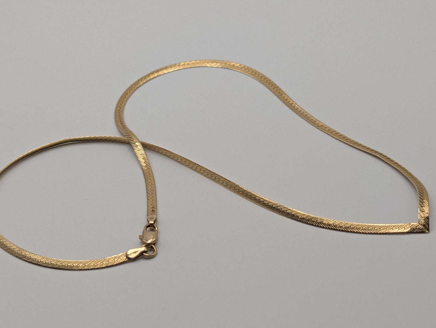 14k Italy Yellow Gold Herringbone Specialty Flat Chain Necklace 16"