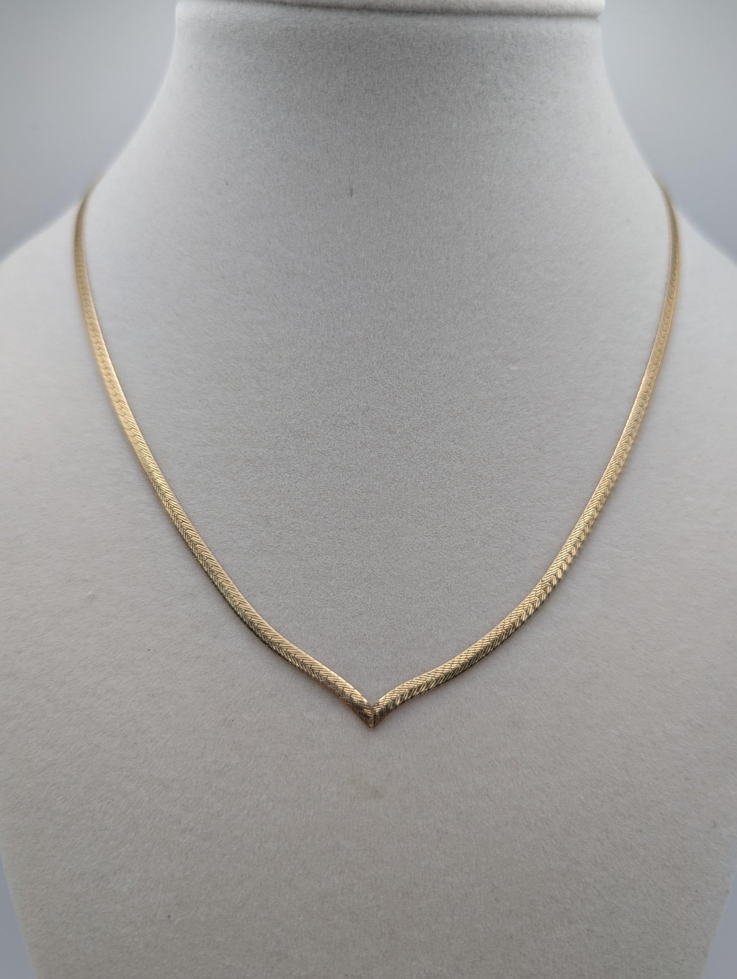 14k Italy Yellow Gold Herringbone Specialty Flat Chain Necklace 16"