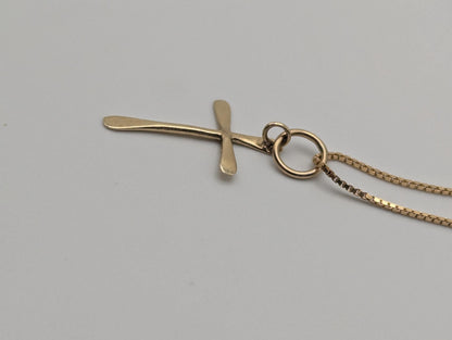 10k Yellow ITALY Gold Cross Pendant Necklace 17 " Crucifix Necklace