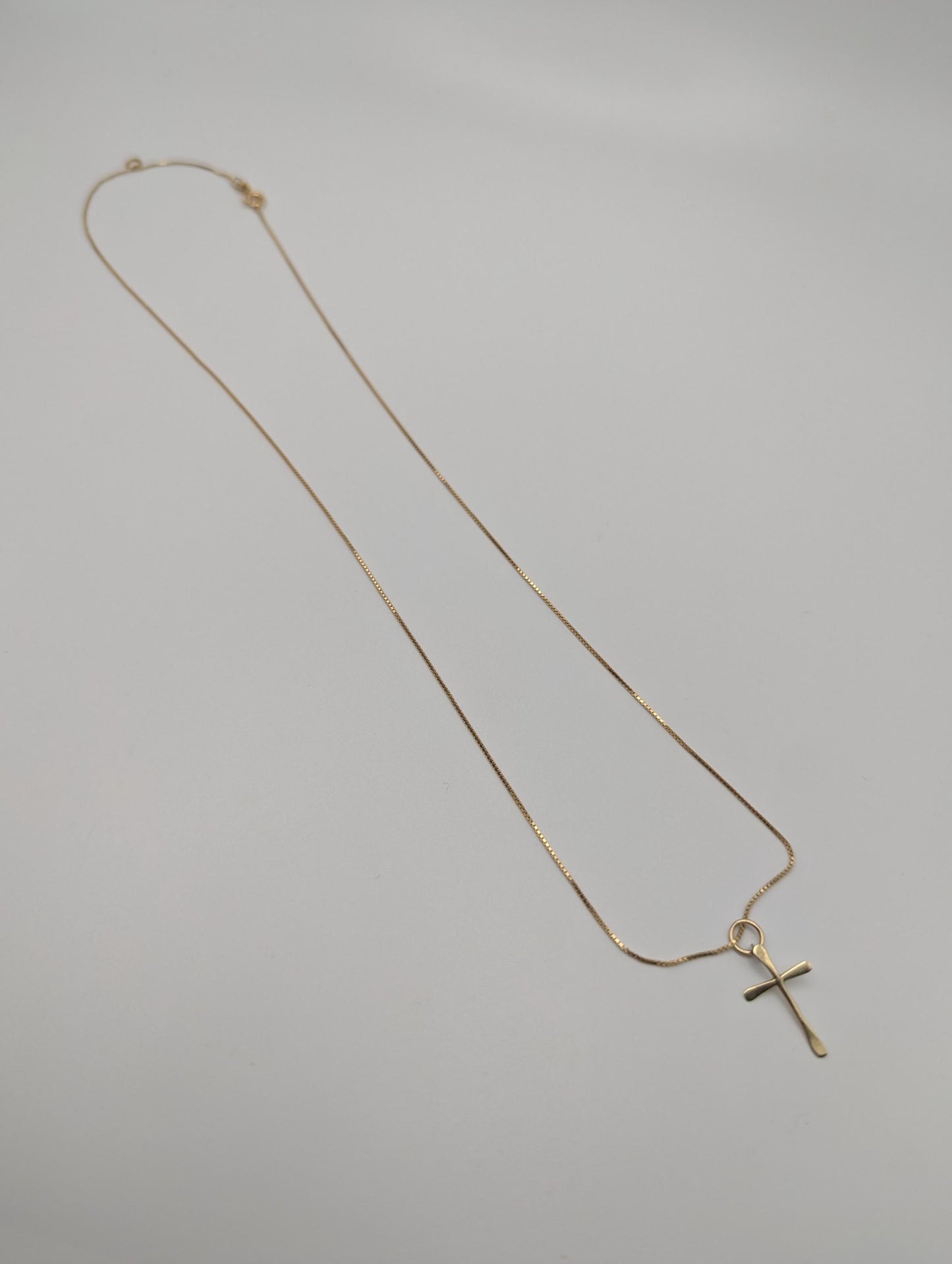 10k Yellow ITALY Gold Cross Pendant Necklace 17 " Crucifix Necklace