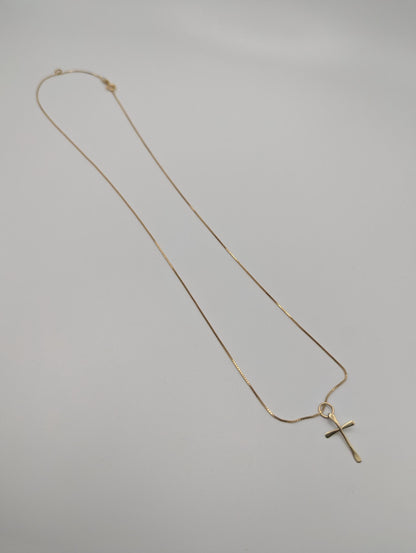 10k Yellow ITALY Gold Cross Pendant Necklace 17 " Crucifix Necklace