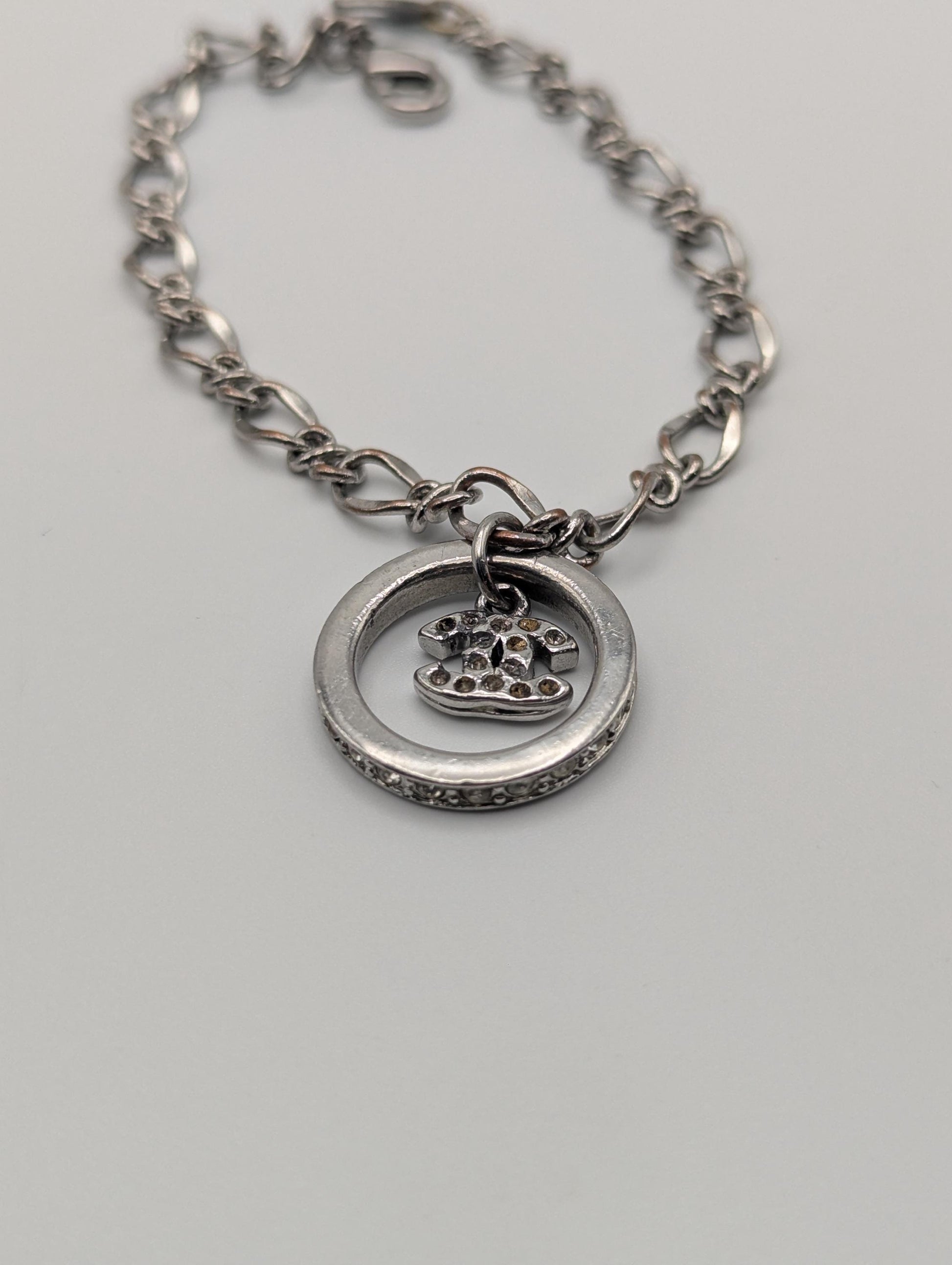 Chanel Pendant Chain Link Bracelet. Vintage Chanel Charm Bracelet.