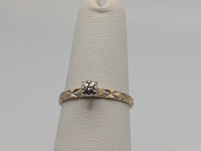 14k Multi Gold Quilted Design Diamond Solitaire Engagement Wedding Promise Ring