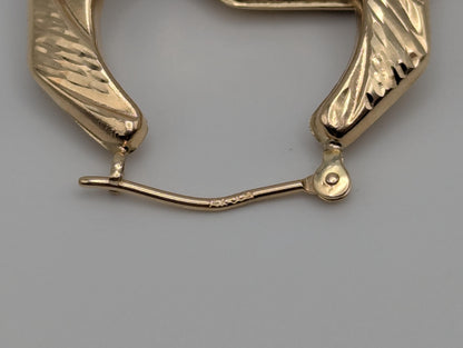 14k Gold Puff Hoop Earrings. Yellow Gold Shrimp Hoops. Classic Gold Hoops.