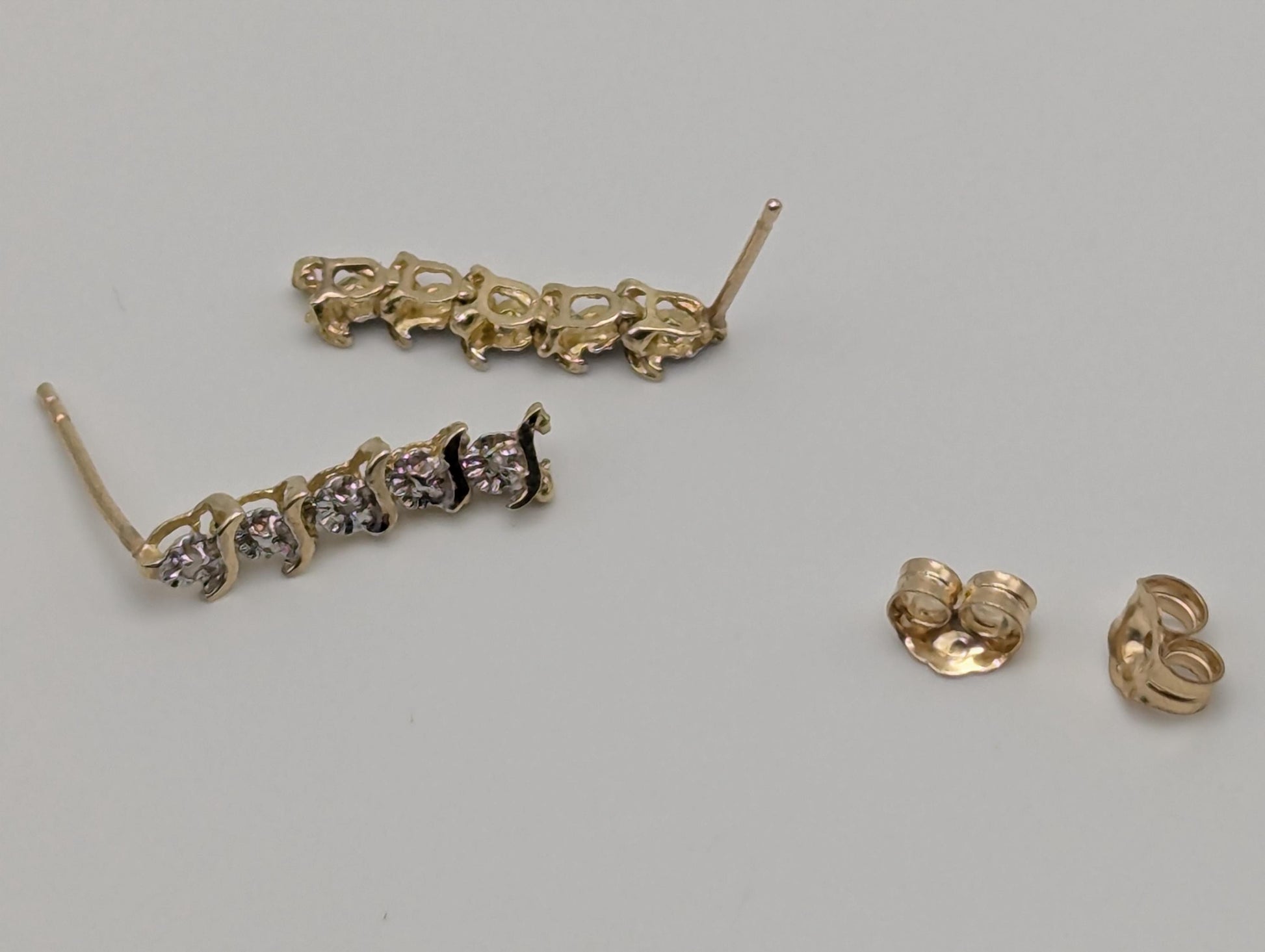 14K Yellow Gold Drop Dangle Diamond Earrings Diamond Drop Earrings