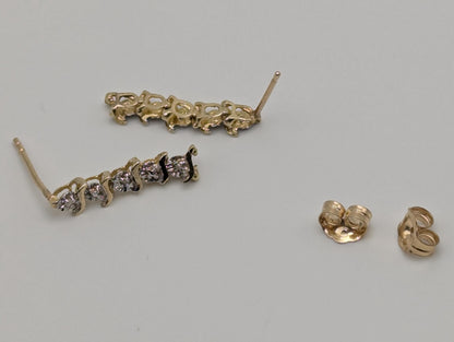 14K Yellow Gold Drop Dangle Diamond Earrings Diamond Drop Earrings