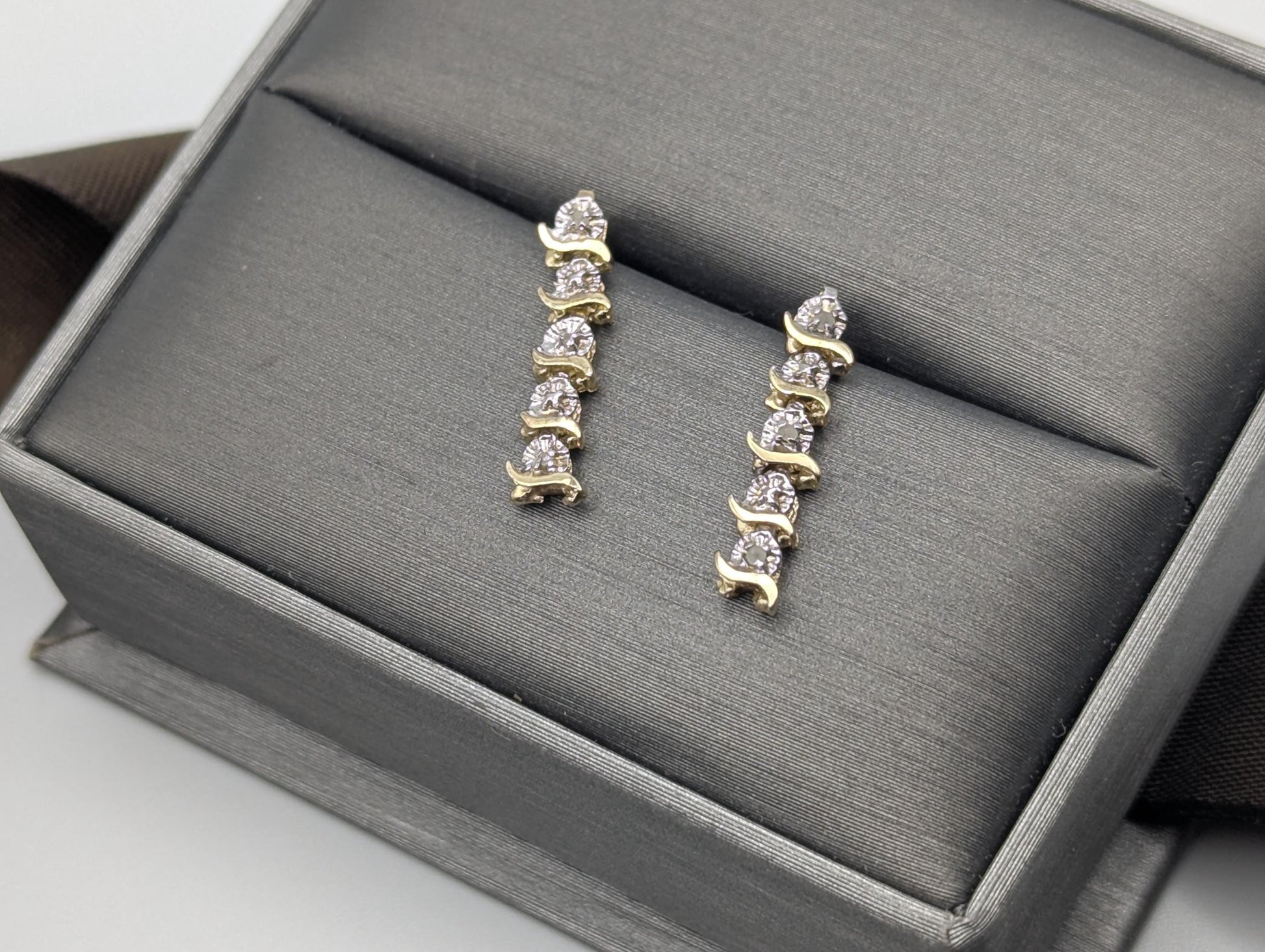 14K Yellow Gold Drop Dangle Diamond Earrings Diamond Drop Earrings