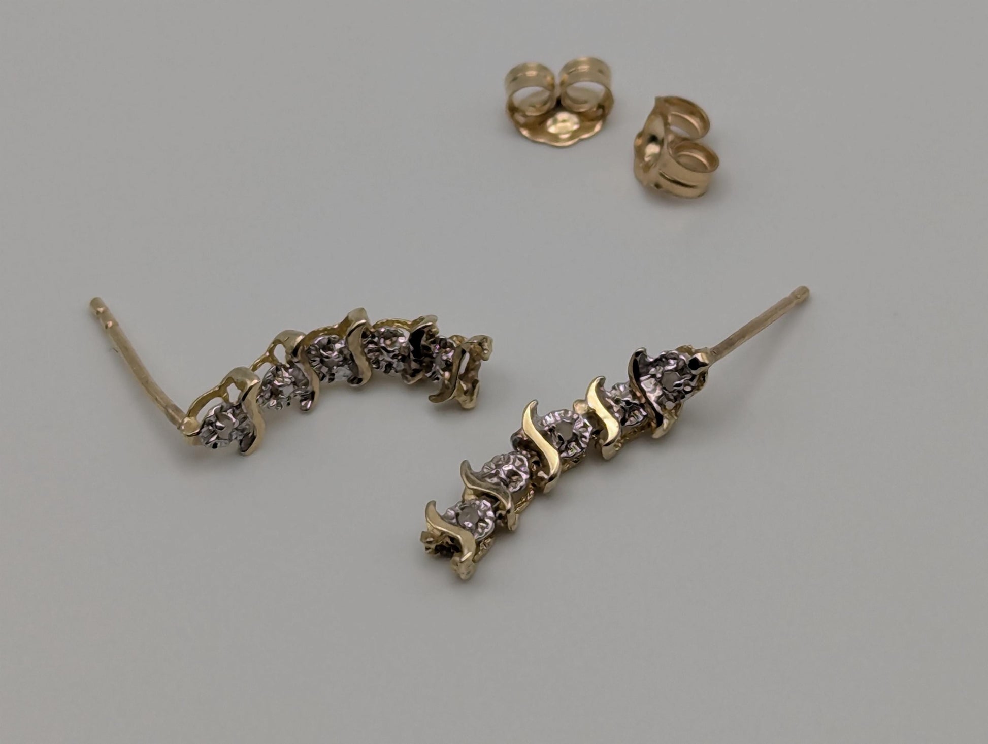 14K Yellow Gold Drop Dangle Diamond Earrings Diamond Drop Earrings