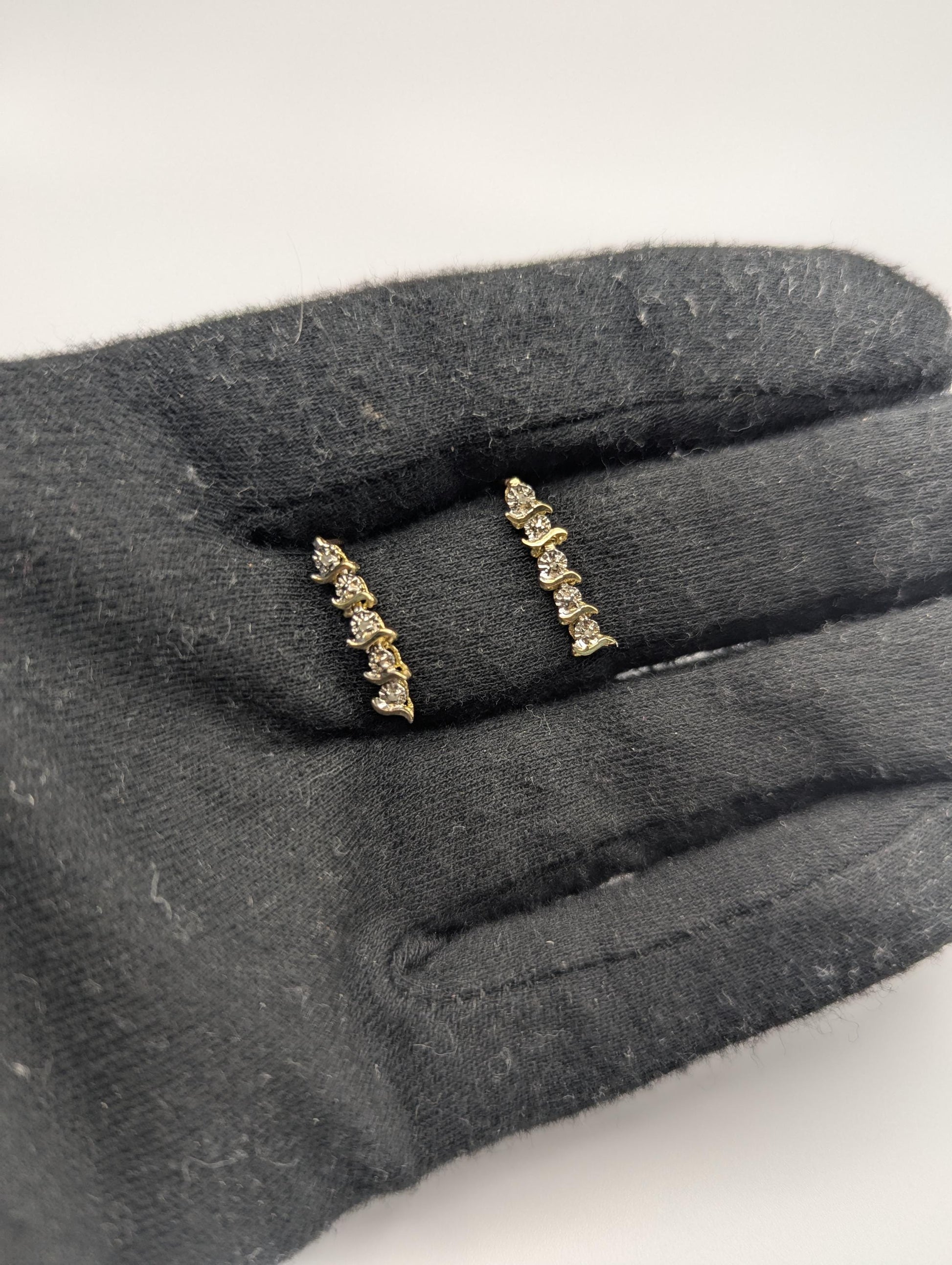 14K Yellow Gold Drop Dangle Diamond Earrings Diamond Drop Earrings