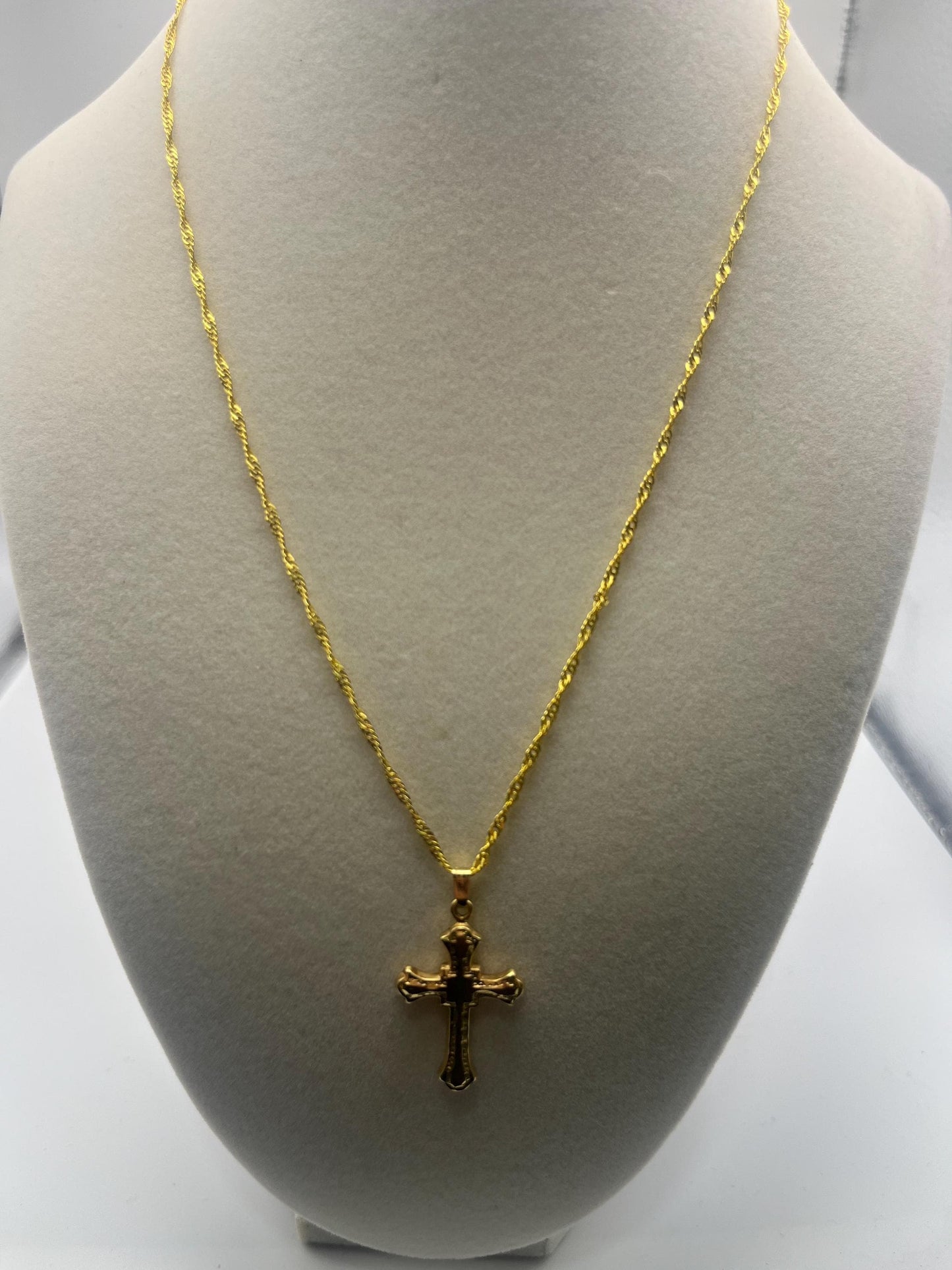 14k Yellow Gold Large Cross Pendant Necklace Crucifix Cross