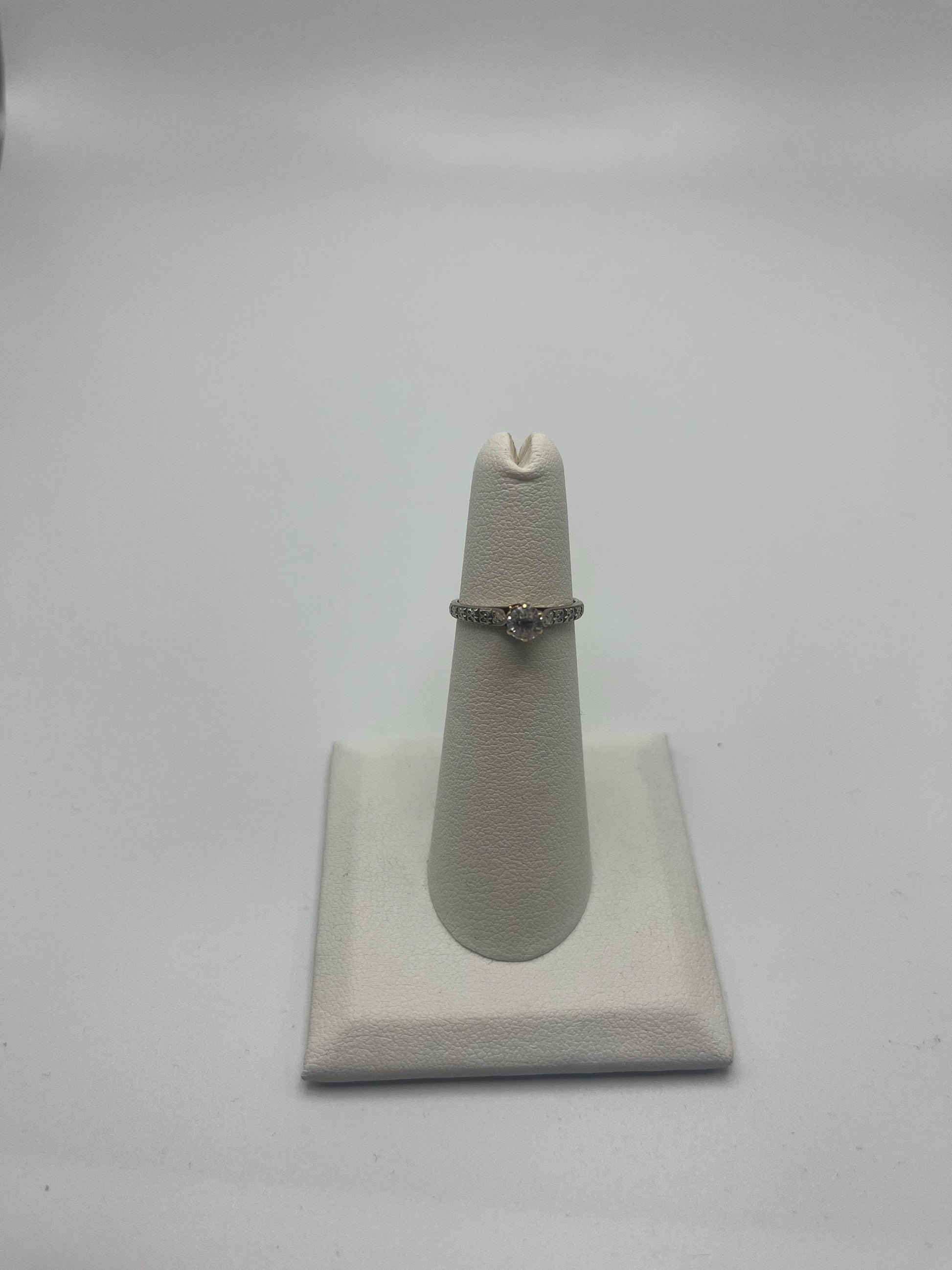 14k Yellow Gold White Topaz Ring. Engagement Ring. Promise Ring.