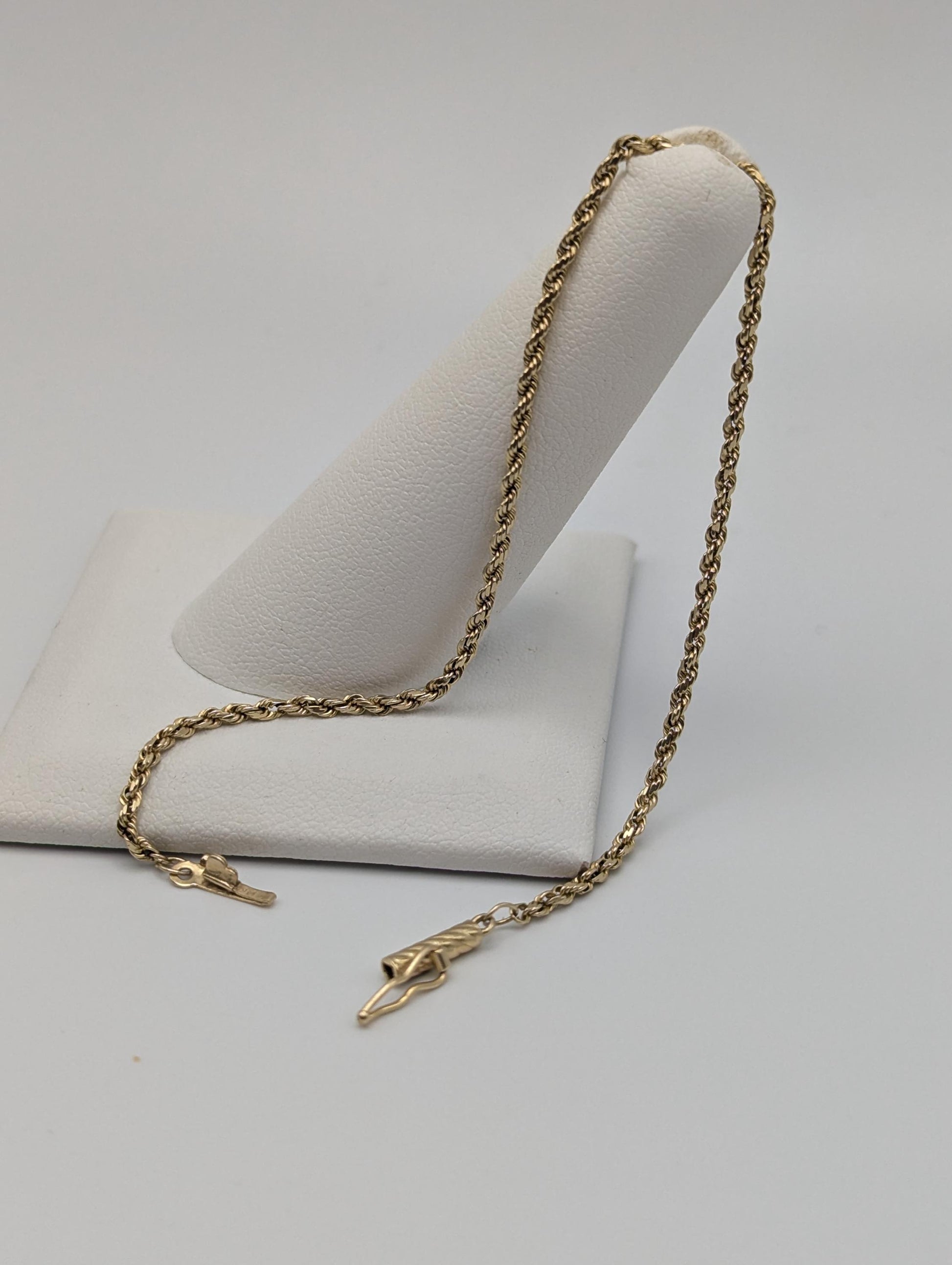 14k Yellow Gold 1.85mm Twisted Rope 7.5" Bracelet Chain Classic Gold Rope Chain