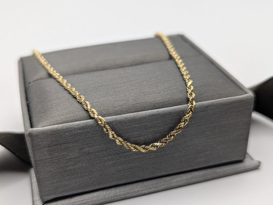 14k Yellow Gold 1.85mm Twisted Rope 7.5" Bracelet Chain Classic Gold Rope Chain
