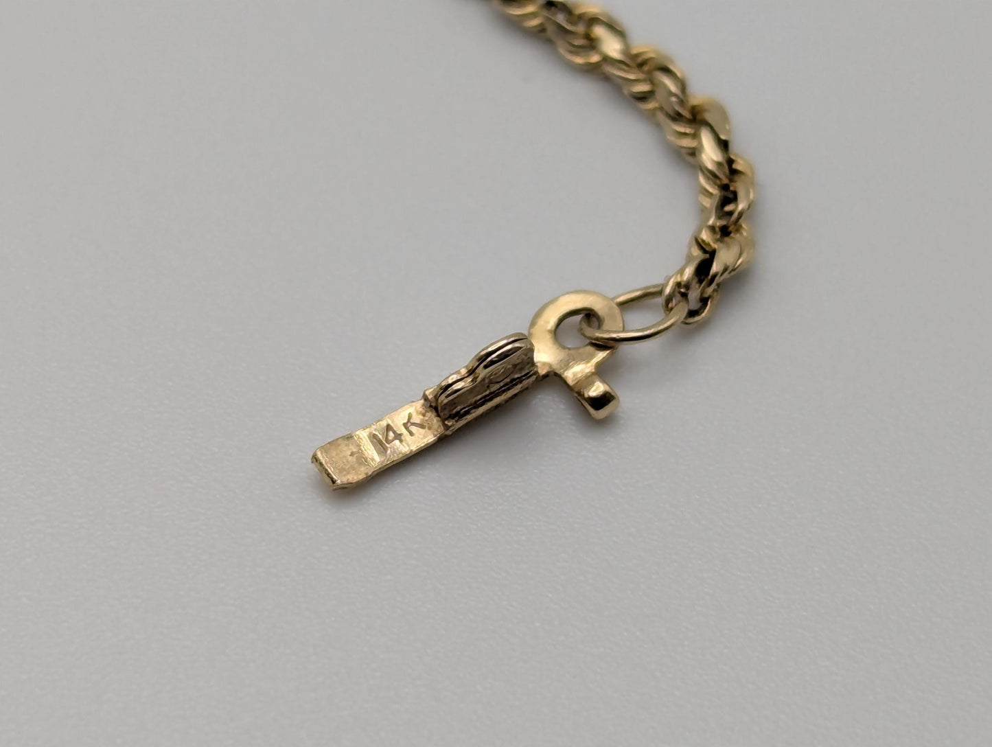 14k Yellow Gold 1.85mm Twisted Rope 7.5" Bracelet Chain Classic Gold Rope Chain