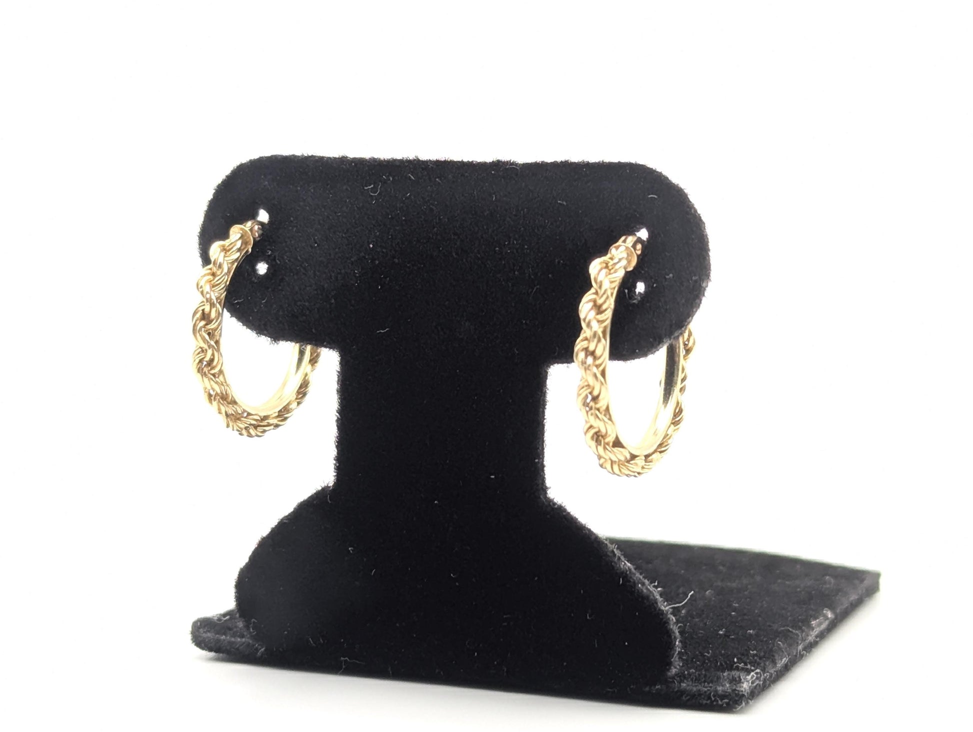 14k ITALY Gold Twisted Rope Hoop Earrings. Wire Hoop Earrings Real Solid 14K Yellow Gold