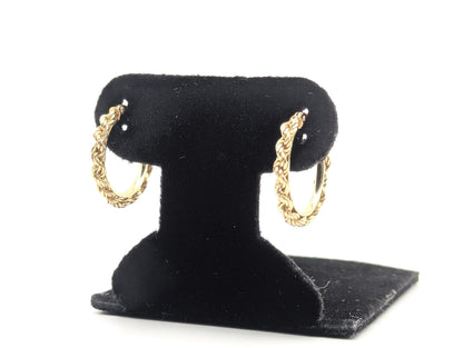 14k ITALY Gold Twisted Rope Hoop Earrings. Wire Hoop Earrings Real Solid 14K Yellow Gold