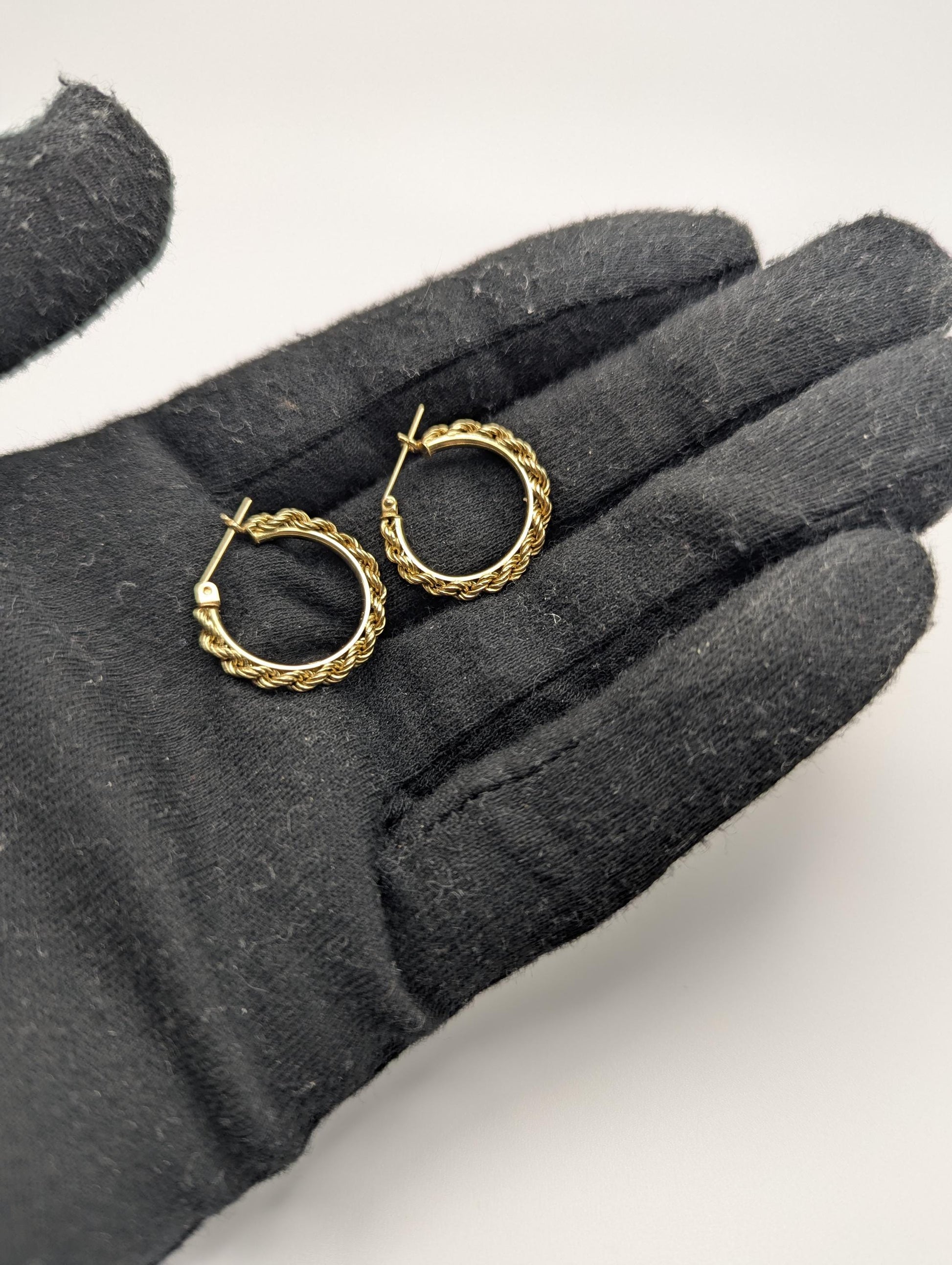 14k ITALY Gold Twisted Rope Hoop Earrings. Wire Hoop Earrings Real Solid 14K Yellow Gold