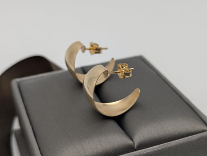 14k Yellow Gold Half Huggie Style Hoop Earrings Womens Huggie Earrings
