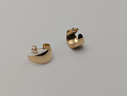 14k Yellow Gold Half Huggie Style Hoop Earrings Womens Huggie Earrings