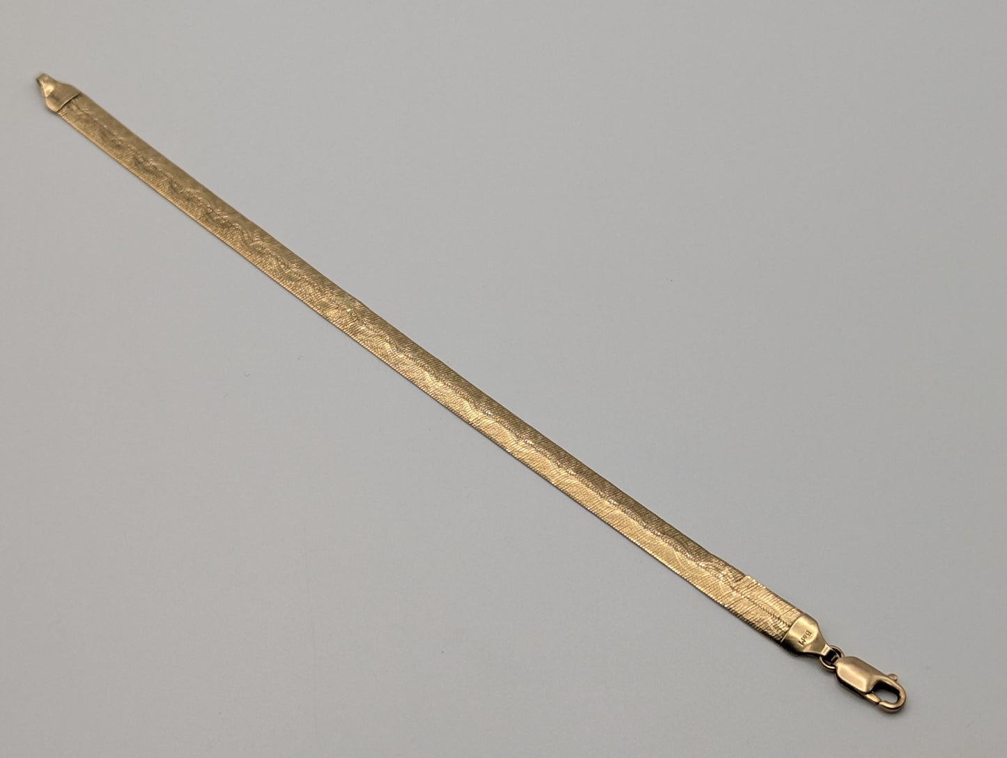 10k Yellow Gold ITALY Herringbone Bracelet 7" Snake Chain Unisex Custom Design