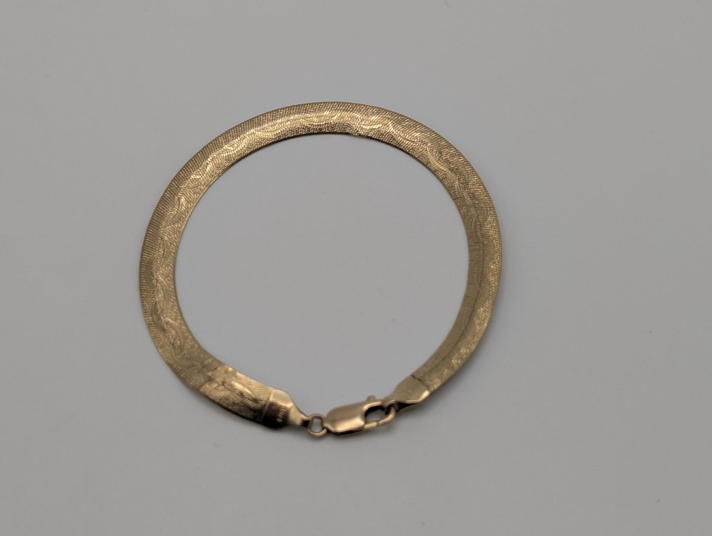 10k Yellow Gold ITALY Herringbone Bracelet 7" Snake Chain Unisex Custom Design