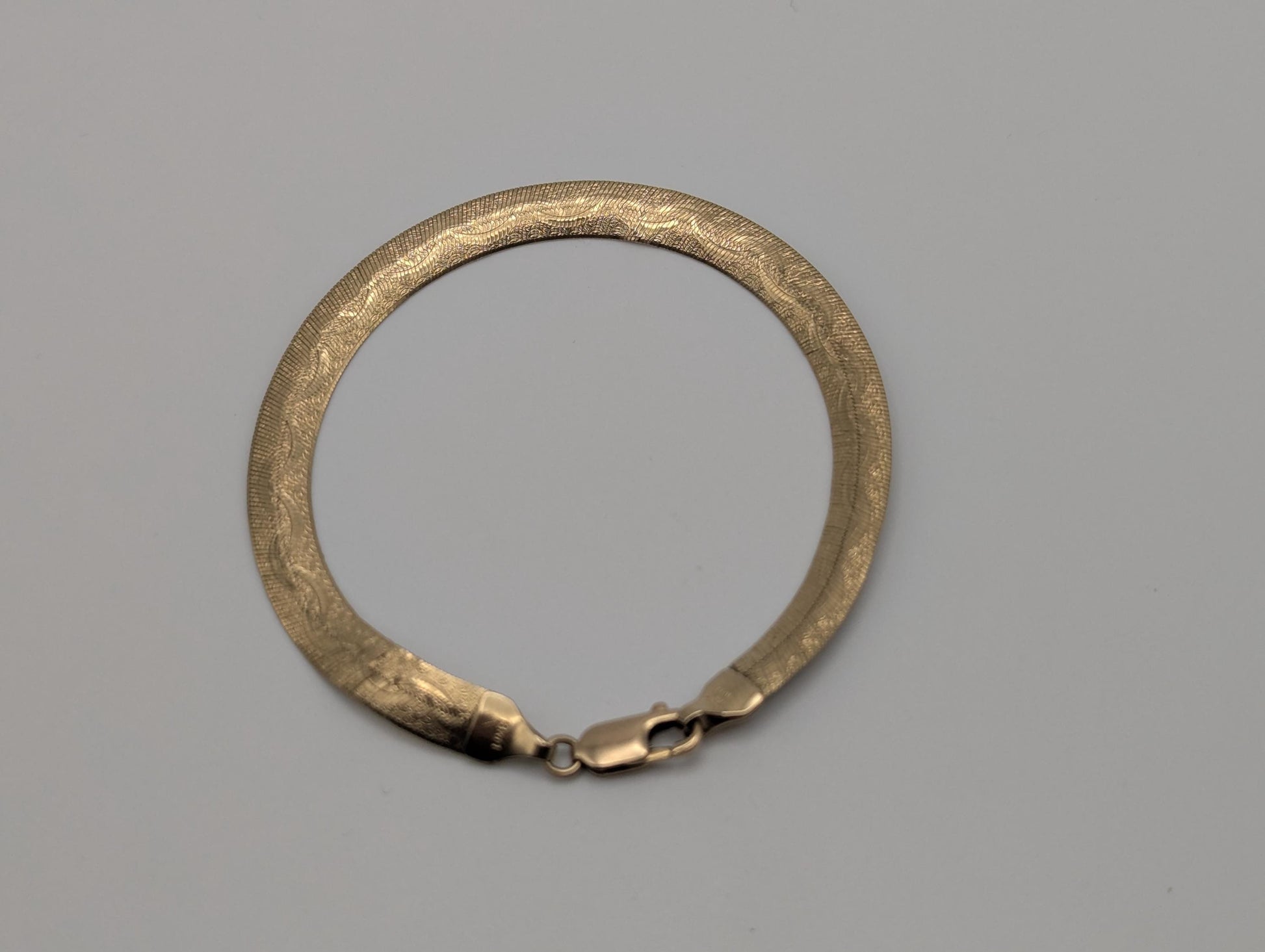 10k Yellow Gold ITALY Herringbone Bracelet 7" Snake Chain Unisex Custom Design