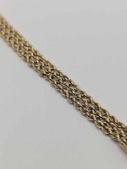 14k Yellow Gold 6 gram Triple Twisted Rope 7" Bracelet Chain Classic Gold Rope Chain