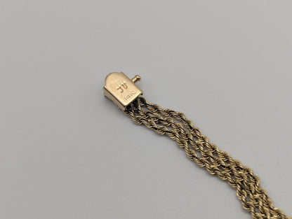 14k Yellow Gold 6 gram Triple Twisted Rope 7" Bracelet Chain Classic Gold Rope Chain
