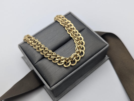 18k Yellow Gold ITALY Double 6.5 grams Link 8 mm Women Bracelet 7.5" Snake Chain Bracelet