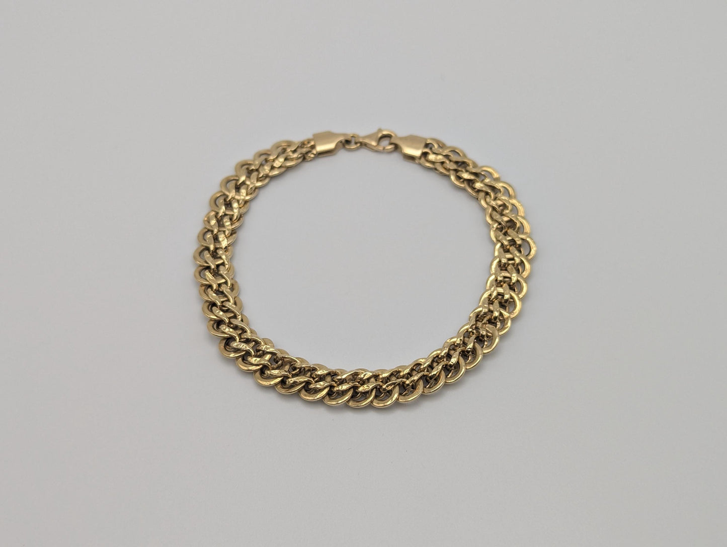 18k Yellow Gold ITALY Double 6.5 grams Link 8 mm Women Bracelet 7.5" Snake Chain Bracelet