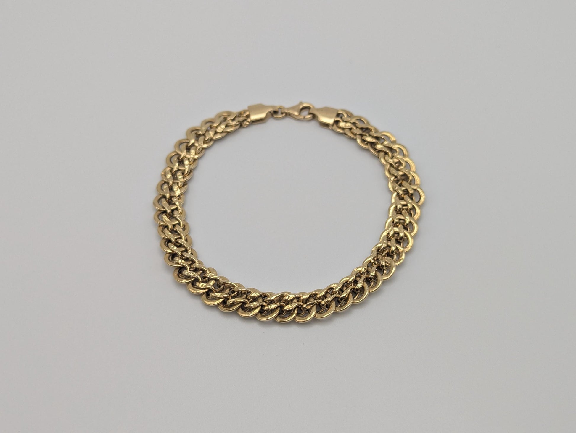 18k Yellow Gold ITALY Double 6.5 grams Link 8 mm Women Bracelet 7.5" Snake Chain Bracelet