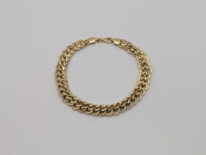 18k Yellow Gold ITALY Double 6.5 grams Link 8 mm Women Bracelet 7.5" Snake Chain Bracelet