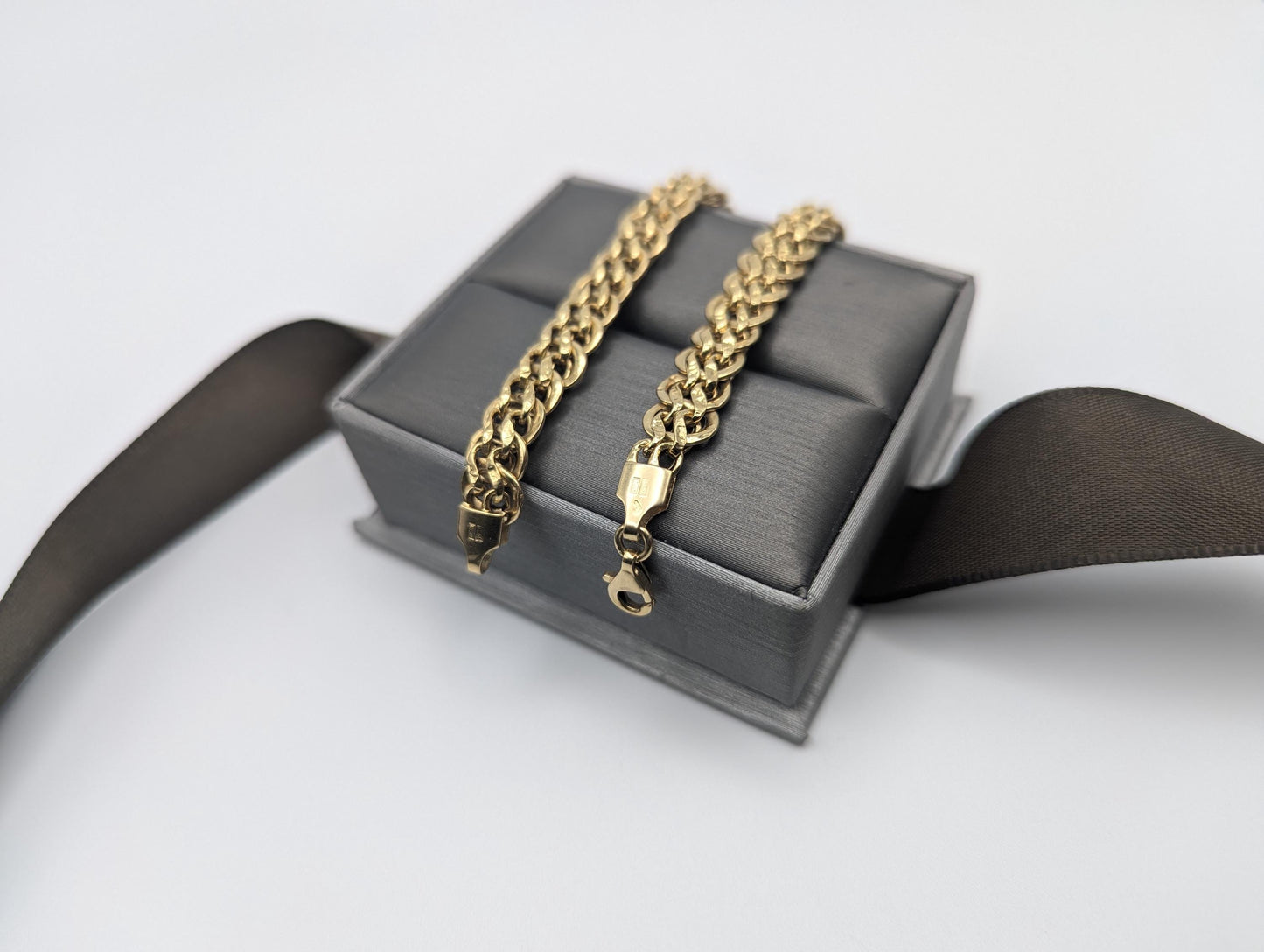 18k Yellow Gold ITALY Double 6.5 grams Link 8 mm Women Bracelet 7.5" Snake Chain Bracelet