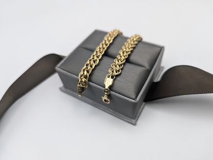 18k Yellow Gold ITALY Double 6.5 grams Link 8 mm Women Bracelet 7.5" Snake Chain Bracelet